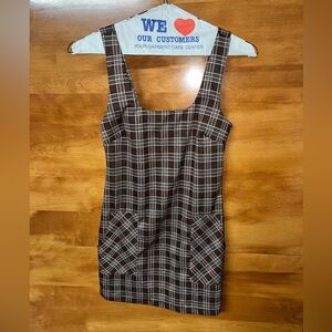 Altar’d State Brown Plaid Sleeveless Mini Dress